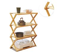 Foldable Wood Rack Bamboo Portable Strong Bearing Capacity Folding Wooden Shelf for Outdoor Picnic 3 Layer Folding Storage: The Foldable Wood RackFolding Wooden ShelfCamping