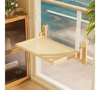 Foldable Wooden Cat Window Bed, Cat Window Hammock, Perch, Bedding & Furniture, Sunbathing Seat, 50/60x37.2x23cm, Suitable up to 15 Kg / 34lb (Wood color, Large 60 x 37.2cm)