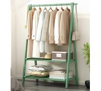 Foldable Wooden Clothes Rail Standclothes rack with Double Layer Storage Shelf,Clothes Rail for Bedroom, Portable Extra Large Garment Rack 2-Tire Storage Box Shelves for Entryway