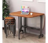 Foldable Wooden Dining Table Exble Drop with Wheels le Folding Kitchen Table for Space Saving Ideal for Loun Coffee Shop Restaurant Brown 120x70cm