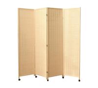 Foldable Wooden Divider with Lockable Wheels 1.52m 3-6 Panels Detive Wall for Dressing Room Studio Tea House and Foyer Bamboo Design
