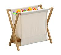 Foldable Wooden Laundry Basket-X Frame Linen Bag For Orienting Clothes, Portable Trash Bin, Space Saving Dirty Clothes Basket, Cotton Fabric Organizer For Storage In The