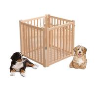 Foldable Wooden Pet Play Pen with Door - Freestanding Safety Barrier for Puppies, Ideal for Indoor Use at Home, Doorways, and Stairs