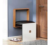 Foldable Wooden Shoe Changing Stool, Wall-Mounted Bathroom Bench, High-End Hidden Seat for Entryway, Stylish Home Furniture, Space-Saving Design.