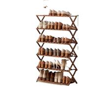 Foldable Wooden Shoe Rack 6-Layer Portable Shoe nizer for Home Multifunctional Closet Door Storage Solution Simple Design (Brown 70cm)