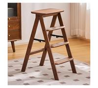 Foldable Wooden Step Stool with 4 Steps, 2-in-1 and Display Bench, Non-Slip Kitchen Footrest, Versatile Plant Stand and Step Stool, Portable Design for Home Use
