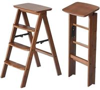 Foldable Wooden Stool Non Slip Portable Step Stool Multi Functional Storage Shelf for Home & Kitchen Space Saving Design Durable & Lightweight