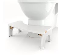 Foldable Wooden Toilet Stool for Adults 7 Inch Potty Squat Step Stool with Anti Slip Feet Extra Sturdy & Wide Design Supports up to 380 lbs Pure White Color