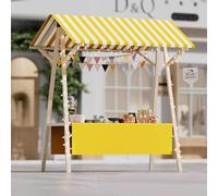 Foldable Wooden Vendor Booth, Portable Market Stall with Canopy, 59in Outdoor Display Stand for Farmers Markets, Craft Shows, Food Sales, Easy Assembly Red