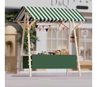 Foldable Wooden Vendor Booth, Portable Market Stall with Canopy, 59in Outdoor Display Stand for Farmers Markets, Craft Shows, Food Sales, Easy Assembly Red