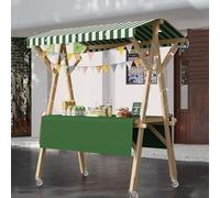 Foldable Wooden Vendor Stall, 75 inch Tall Vendor Cart with Wheels Shelf Canopy Foldable Multicolor Multiple Sizes(Dark Green/a,W: 150cm(59"))