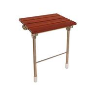 Foldable Wooden Wall Shower Stools Wall Mounted Shower Seat Stool Folding Wood Change Shoes Stool for Elderly/Disabled Anti-Slip Shower Seat Stool with 304 Stainless Steel Legs Stool Max. 180kg