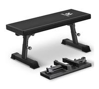 Foldable Workout Flat Bench - 1300lb Capacity Heavy Duty Sturdy Weight Bench with Adjustable Height for Weight Training and Ab Exercises