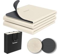 Foldable Yoga Mat for On-the-Go, Two-Color Yoga Mat, 6 mm Thick, with Carrying Bag, Non-Slip TPE Exercise Pilates Mat for 183 cm L x 61 cm W (White + Gray)