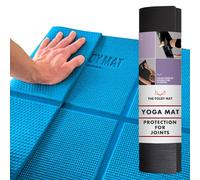 Foldable Yoga Mat Thick, Smart Support and Joint Protection With 4 Folds, Perfect Posture With Body Alignment System + Hands & Feet Sections, Non-Slip Surface, Lightweight and Portable Design