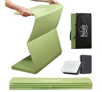 Foldable Yoga Mat with Carry Bag & Blocks | 0.24" (6mm) Thick 7-Fold Non-Slip Mat | 72"x24" Compact Portable Folding Exercise Mat for Travel & Home | for Yoga, Pilates, Home Gym & Floor Workouts(Green