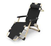 Foldable Zero-Recliner Chair with Adjustable Headrest & Cotton Pad Outdoor Garden Lounger Supports 150kg Portable Black Lounge Chair for Relaxation