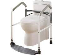 Foldables Toilet Safety Rail, Height-adjustable Aluminum Toilet Safety Frame With Footplate Toilet Seat Safety Grab Bar For Elderly And Disabled Persons Fits Most Toilets Load Capacitys 200lb