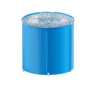 Foldaway Home Spa Tub 70x65cm Freestanding Portable Bath for Adults Non Inflatable Folding PVC Bathtub with Thermal Insulation Dual Drainage Indoor Soaking Barrel for Compact Bathrooms (70 Dark Blue)