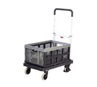 Foldaway Platform Trolley w Folding Box; Plastic/Aluminium Black/Grey
