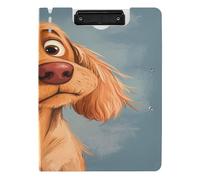 Folded Clipboard A4 Clipfolio Double Clips Pen Holder Nursing Clip Board with Cover Cartoon Funny Cocker Spaniel Dogs Sorrow
