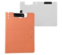 Folded Clipboard Coral Orange A4 Clipboard with Binder Double Metal Clips Pen Holder School Clip Board with Cover