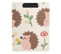 Folded Clipboard Cute Cartoon Brown Hedgehog A4 Clipboard with Binder Two Metal Clips Pen Holder School Clip Board with Cover
