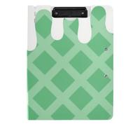 Folded Clipboard Green Ice Cream Plaid Checked A4 Clipboard Clipfolio Horizontal and Vertical Double Clips Office Clip Board with Cover