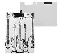 Folded Clipboard Never Have Too Many Guitars Black A4 Clipboard Padfolio Horizontal and Vertical Double Clips Nursing Clip Board with Cover