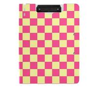 Folded Clipboard Pink and Yellow American Plaid A4 Clipboard with Padfolio Horizontal and Vertical Double Clips Nursing Clip Board with Cover