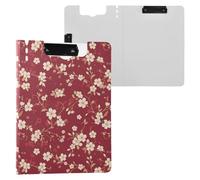 Folded Clipboard Pink Cherry Blossom Red A4 Clipboard Padfolio Double Metal Clips Pen Holder School Clip Board with Hard Cover