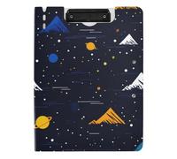 Folded Clipboard Retro Style Funny Hill Galaxy A4 Clipboard Binder Double Clips Pen Holder Nursing Clip Board with Cover