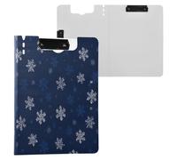 Folded Clipboard Snowflake Dark Blue A4 Clipboard Clipfolio Double Metal Clips Pen Holder School Clip Board with Cover