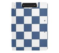 Folded Clipboard White and Blue American Plaid A4 Clipboard Clipfolio Horizontal and Vertical Double Clips Nursing Clip Board with Cover