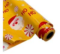 Folded Package Christmas Cellophane Wrapping Roll Printed with Santa Claus, 84cm x 20M Orange Gift Wrapping Cellophane for Hampers Christmas Birthday Cookies Gifts Easter Bundles Wrapping