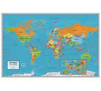 Folded Paper World Scholar Map Poster | Educational Elementary School Version | Easy-to-Read Large Labels | 36” x 24” | Folds Down for Easy Storage | Great for The Home or Classroom