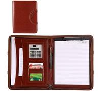 Folder， Business with Handle Card Storage Writing Pad Personalized Carrying Case for Interview Conference(Bruin)