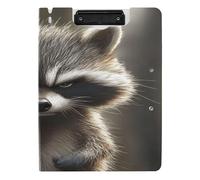 Folder Clipboard with Storage A4 Clipboard Folio Binder Horizontal and Vertical Double Clips School Clip Board with Hard Cover Cartoon Funny Raccoon Anger