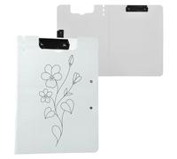 Folder Clipboard with Storage Birth Flower A4 Clipboard Folio Binder Double Metal Clips Pen Holder School Clip Board with Cover