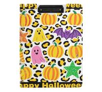 Folder Clipboard with Storage Bright Yellow Leopard Print Halloween A4 Clipboard Folio Binder Double Clips Pen Holder Nursing Clip Board with Cover