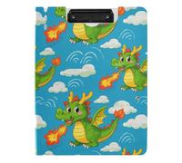 Folder Clipboard with Storage Chinese Style Animal Dragon Colorful A4 Clipboard Binderfolio Double Metal Clips Pen Holder School Clip Board with Cover