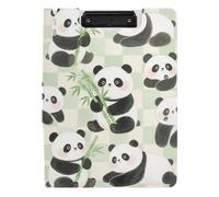 Folder Clipboard with Storage Cute Cartoon Panda bamboos A4 Clipboard Folio Binder Double Metal Clips Pen Holder Office Clip Board with Cover