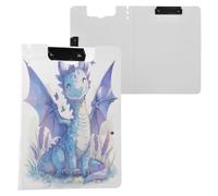 Folder Clipboard with Storage Cute Dragon Lavender Blush A4 Clipboard Binderfolio Horizontal and Vertical Double Clips Nursing Clip Board with Hard Cover