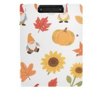 Folder Clipboard with Storage Hello Fall Autumn Maple Leaf Pumpkin Dwarf A4 Clipboard Folio Horizontal and Vertical Double Clips Nursing Clip Board with Cover