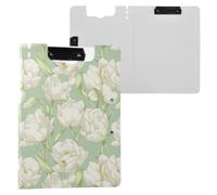 Folder Clipboard with Storage Lush Flower Pale Green A4 Clipboard with Padfolio Double Clips Pen Holder Office Clip Board with Hard Cover