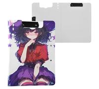 Folder Clipboard with Storage Magical Anime Girl Purple A4 Clipboard Folio Binder Double Clips Pen Holder Nursing Clip Board with Cover