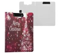 Folder Clipboard with Storage Merry Christmas Snowflake A4 Clipboard Folio Double Clips Pen Holder School Clip Board with Hard Cover