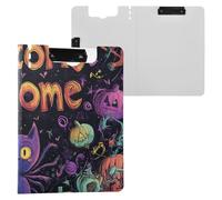 Folder Clipboard with Storage Nightmare Halloween Happy Halloween Spider Cat A4 Clipboard with Padfolio Double Clips Pen Holder School Clip Board with Cover