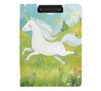 Folder Clipboard with Storage Unicorns Running in The Meadow A4 Clipboard Binderfolio Two Metal Clips Pen Holder School Clip Board with Cover