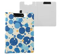 Folder Clipboard with Storage Vibrant Navy Blue Dots A4 Clipfolio Two Metal Clips Pen Holder School Clip Board with Hard Cover